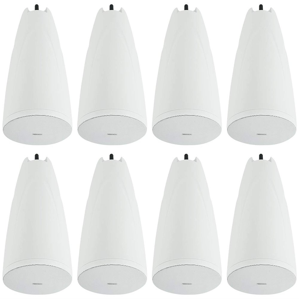 Rockville Bundle: (8) PEN-65T White 6.5" 70V Hanging Pendant Speakers for Office/Bar/Cafe (8 Items)