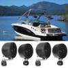 Rockville MS40B Bundle: (2) Pairs 4 in 200-Watt Marine Boat Speakers, (2) Pairs MAC40B 4 in Swivel Aluminum Wakeboard Tower Speaker Pods for ATV UTV, 8-Items view 1