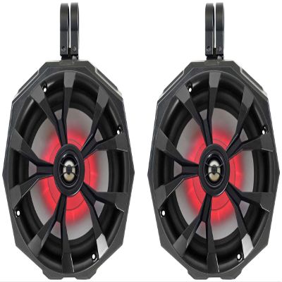 Audiosavings Bundle (2) Rockville 8" LED Speakers+SSV Swivel Cage Pods for Can-Am Defender w/ 2" Cage (Items 2)