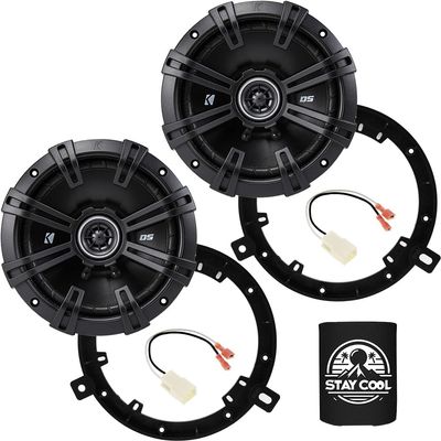KICKER Speakers 6.5 inch for Jeep Liberty 2002-2012 Upgrade Kit - Pair of DS Series with Adapters and Harness, Coaxial 6 1/2 Car Audio Front/Rear Door Speaker DSC6504, 43DSC6504
