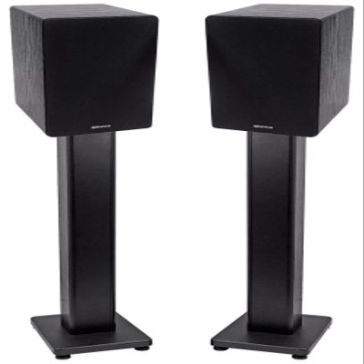 Rockville RockShelf 68B Bundle: Pair 6.5 in Home Bookshelf Speakers 50W RMS / 200W Peak Each, 8 Ohm, Pair RHTSB 36 in Fixed Surround Sound Speaker Stands for Living Room or Studio, 2-Items