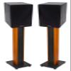 Rockville RockShelf 68B Bundle: Pair 6.5 in Black Home Bookshelf Speakers 50W RMS / 200W Peak Each, 8 Ohm, Pair RHTSC 36 in Classic Wood Stands with Adjustable Top Platforms, 4-Items view 1