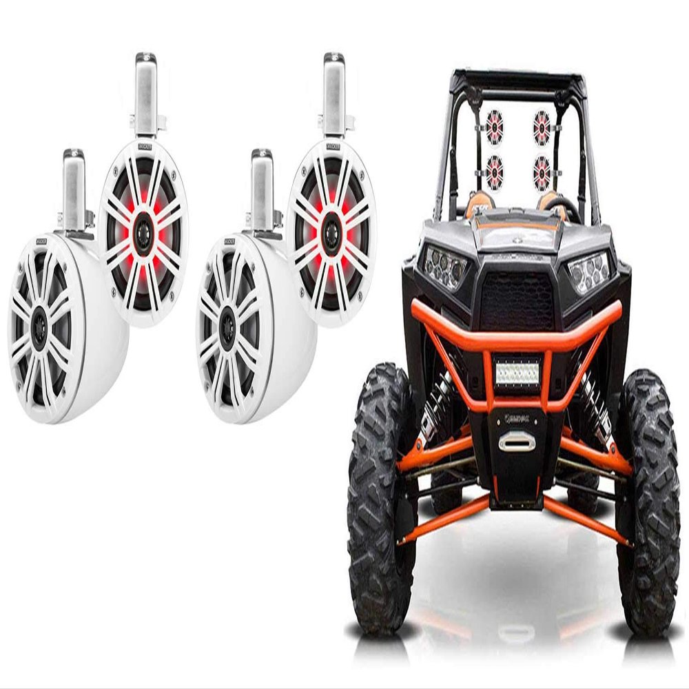 Audiosavings Bundle: (4) Kicker 45KMTC65W 6.5" 780w Tower Speakers w/LED's for Polaris RZR/ATV/UTV/Cart (4 Items)