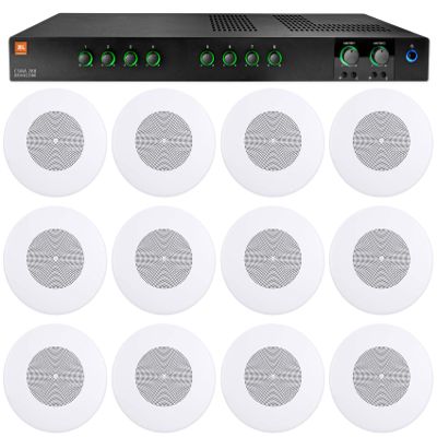 Audiosavings Bundle: JBL CSMA280 Commercial/Restaurant 2 x 80w Amplifier 4ohm/8ohm/70V/100V, 8 inputs Bundle with (12) JBL CSS8018 8" Commercial 70V/100V 10 Watt Ceiling Speaker (13 Items)