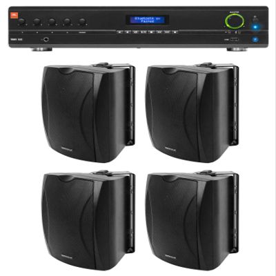 Audiosavings Bundle: JBL VMA160 60-Watt 70 Volt 70V Mixer/Amplifier with Bluetooth Bundle with (4) Rockville WET-6B 70V 6.5" IP55 Commercial Indoor/Outdoor Wall Speaker (5 Items)