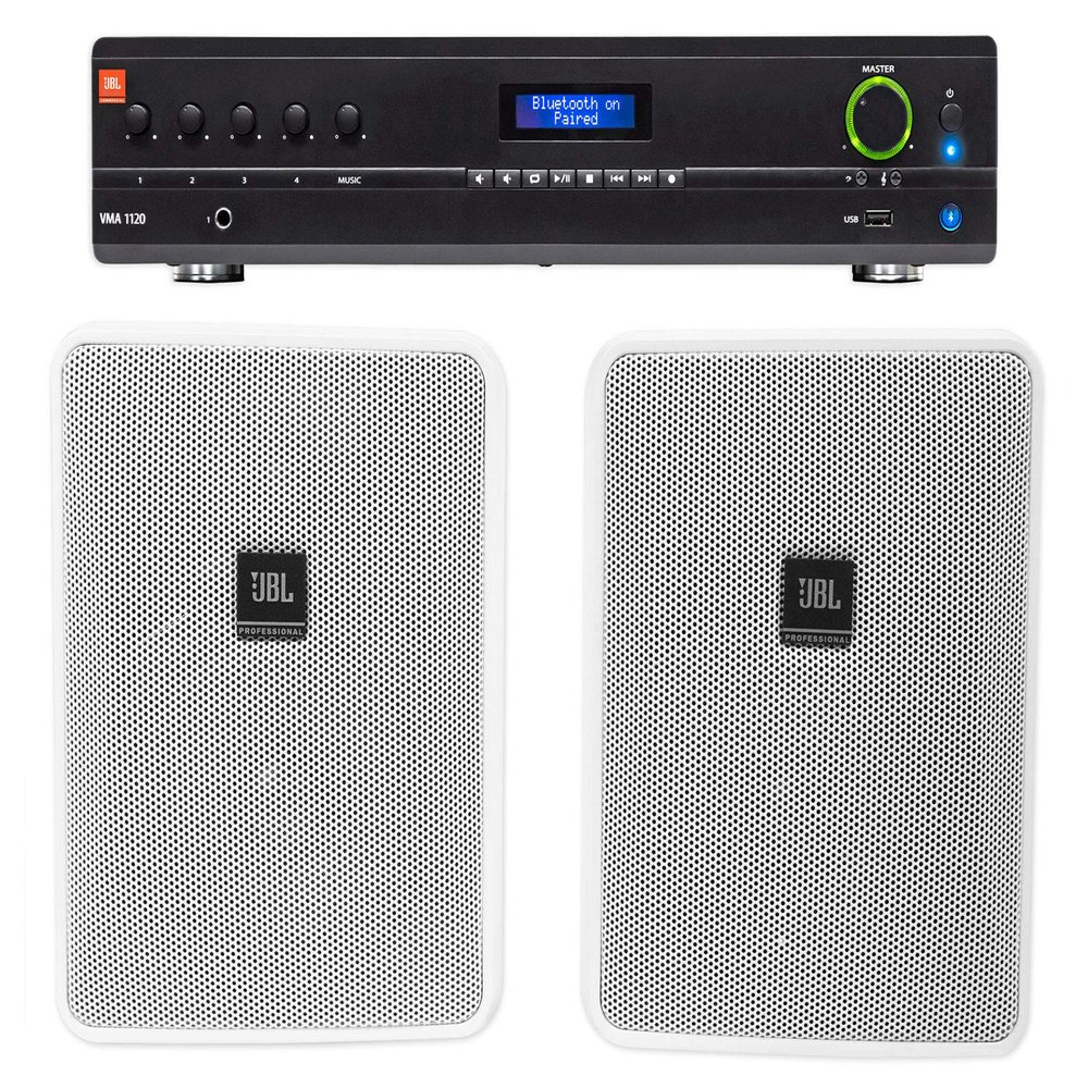 Audiosavings Bundle: JBL VMA1120 Commercial/Restaurant 120W 70v Bluetooth Amplifier Bundle with (2) JBL Control 25-1 5.25" 30w 70v Wall-Mount Commercial Restaurant/Bar Speakers (3 Items)