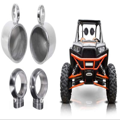 Rockville MAC80S Bundle: (2) 7.7 in Wakeboard Tower Pods, (2) MacSwivelS 360 Degree Swivel Clamp Mounts for RZR ATV UTV Use, 4-Items
