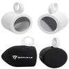 Rockville MAC65W Bundle: (2) 6.5 in White Aluminum Wakeboard Tower Speaker Pod Enclosures, (2) RWBC Neoprene Covers for Marine Wakeboard Tower Speakers, 4-Items view 1