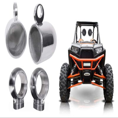 Rockville MAC90S Bundle: (2) 8 in Wakeboard Tower Speaker Pods, (2) MacSwivelS 360 Degree Rotation Clamp Mounts for RZR ATV UTV Applications, 4-Items