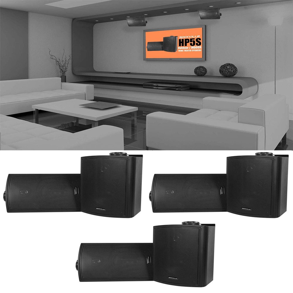 Rockville (6) HP5S-8 5.25" Outdoor/Indoor Home Theater Speakers w/Swivel Bracket (6 Items)