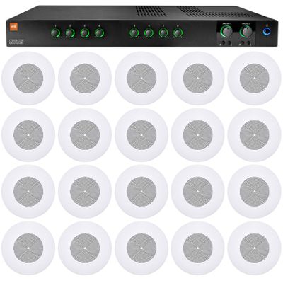 Audiosavings Bundle: JBL CSMA280 Commercial/Restaurant 2 x 80w Amplifier 4ohm/8ohm/70V/100V, 8 inputs Bundle with (20) JBL CSS8008 8" Commercial 70V/100V 5w Ceiling Speaker 4 Restaurant (21 Items)