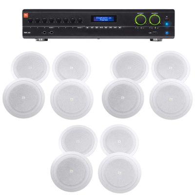 Audiosavings Bundle: JBL VMA260 120-Watt 70 Volt 70V Mixer/Amplifier with Bluetooth 8 Channel Inputs Bundle with (12) JBL 8128 8" Full Range Commercial 70V/100V 6w Ceiling Speakers (13 Items)