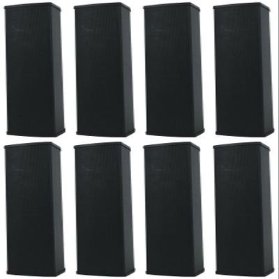 Rockville Wet Array 5 Black 70V 60W Commercial Wall Mount Swivel Column Speaker, 2-Way Line Array Design, IP55 Waterproof, Indoor/Outdoor Use for Restaurants, Churches, Auditoriums (8 Item)