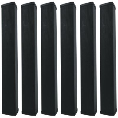 Rockville Wet Array 5 Black 70V 60W Commercial Wall Mount Swivel Column Speaker, 2-Way Line Array Design, IP55 Waterproof, Indoor/Outdoor Use for Restaurants, Churches, Auditoriums (6 Item)
