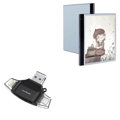 BoxWave Smart Gadget Compatible with Bigme InkNote Color+ (10.3 in) - AllReader SD Card Reader, microSD Card Reader SD Compact USB - Jet Black