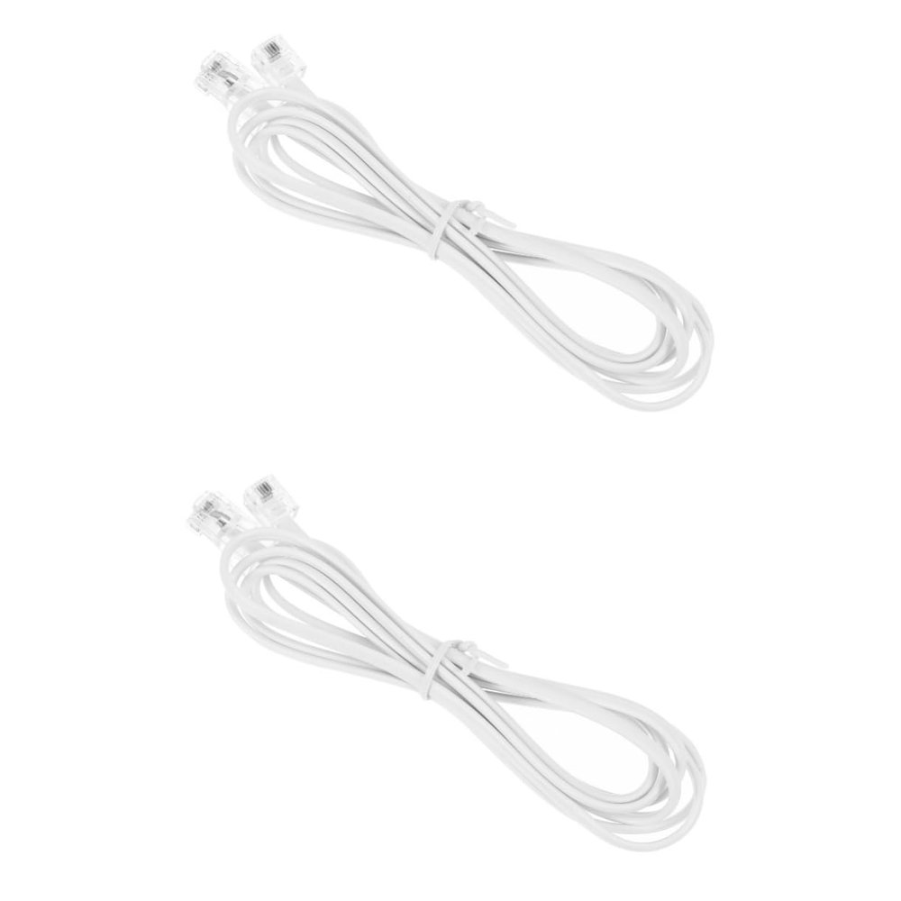 HOMSFOU 2pcs Pc Heavy Duty Telephone Line Cord Copper Conductor Extension Cable for Landline Phones Wire Connection for Office Use
