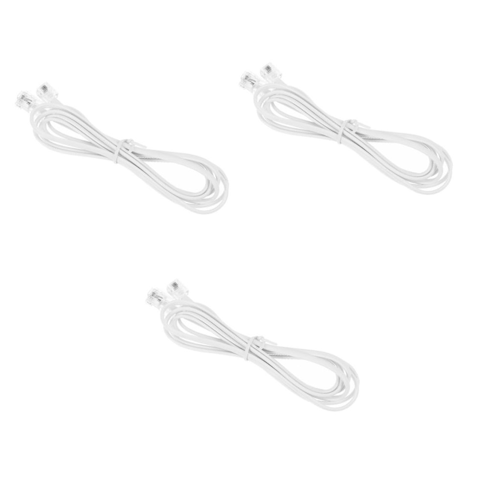 HOMSFOU 3pcs Telephone Cord Core Landline Extension Cable Pc Modular for Fax Modem and Home Phone Use Copper Construction