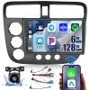 Android 13 Car Stereo for Honda Civic 2001-2005 Wireless Apple Carplay, 8 Core 6+128GB 9 Inch IPS Touchscreen Android Auto Car Radio with 59 Themes Customize APPs Support GPS Navigation view 1