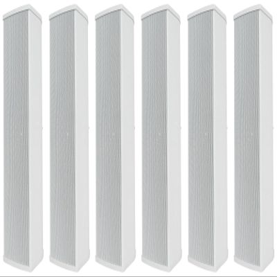 Rockville Wet Array 5 White 70V 60W Commercial Wall Mount Swivel Column Speaker, 2-Way Line Array Design, IP55 Waterproof, Indoor/Outdoor Use for Restaurants, Churches, Auditoriums (6 Item)