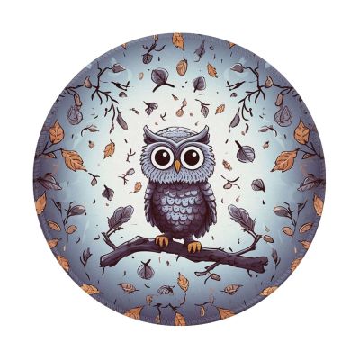 4 PCS Mousepad with Non-Slip Rubber Base 8" Round Mouse-Mat with Stitched Edge Owl Tree Branches Gaming Mousepad for Wireless Mouses Computer Laptop Home Office Desk Pad