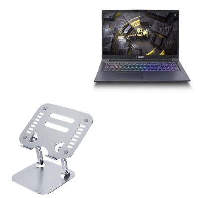 BoxWave Stand and Mount Compatible with Hasee Ares Z7-CT5VH - Executive VersaView Laptop Stand, Ergonomic Adjustable Viewing Angle Metallic Riser - Metallic Silver