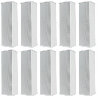 Rockville Wet Array 5 White 70V 60W Commercial Wall Mount Swivel Column Speaker, 2-Way Line Array Design, IP55 Waterproof, Indoor/Outdoor Use for Restaurants, Churches, Auditoriums (10 Item)