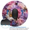 1 Mousepad with Non-Slip Rubber Base 8" Round Mouse-Mat with Stitched Edge Pink and Purple Flowers Gaming Mousepad for Wireless Mouses Computer Laptop Home Office Desk Pad view 3