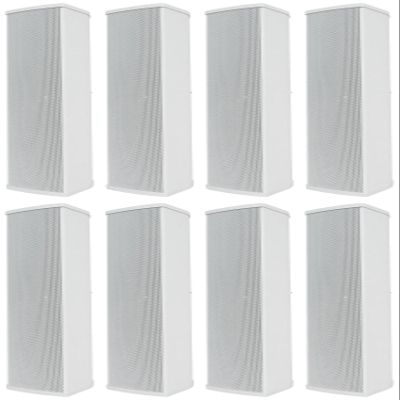 Rockville Wet Array 5 White 70V 60W Commercial Wall Mount Swivel Column Speaker, 2-Way Line Array Design, IP55 Waterproof, Indoor/Outdoor Use for Restaurants, Churches, Auditoriums (8 Item)