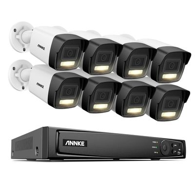 ANNKE 12MP PoE Outdoor Security Camera System, 8CH PoE NVR and 8X 12MP Smart Dual Light Bullet IP Cameras, Human&Vehicle Detection, 24/7 Recording, Upgraded Remote Monitoring, H265+ (No HDD)