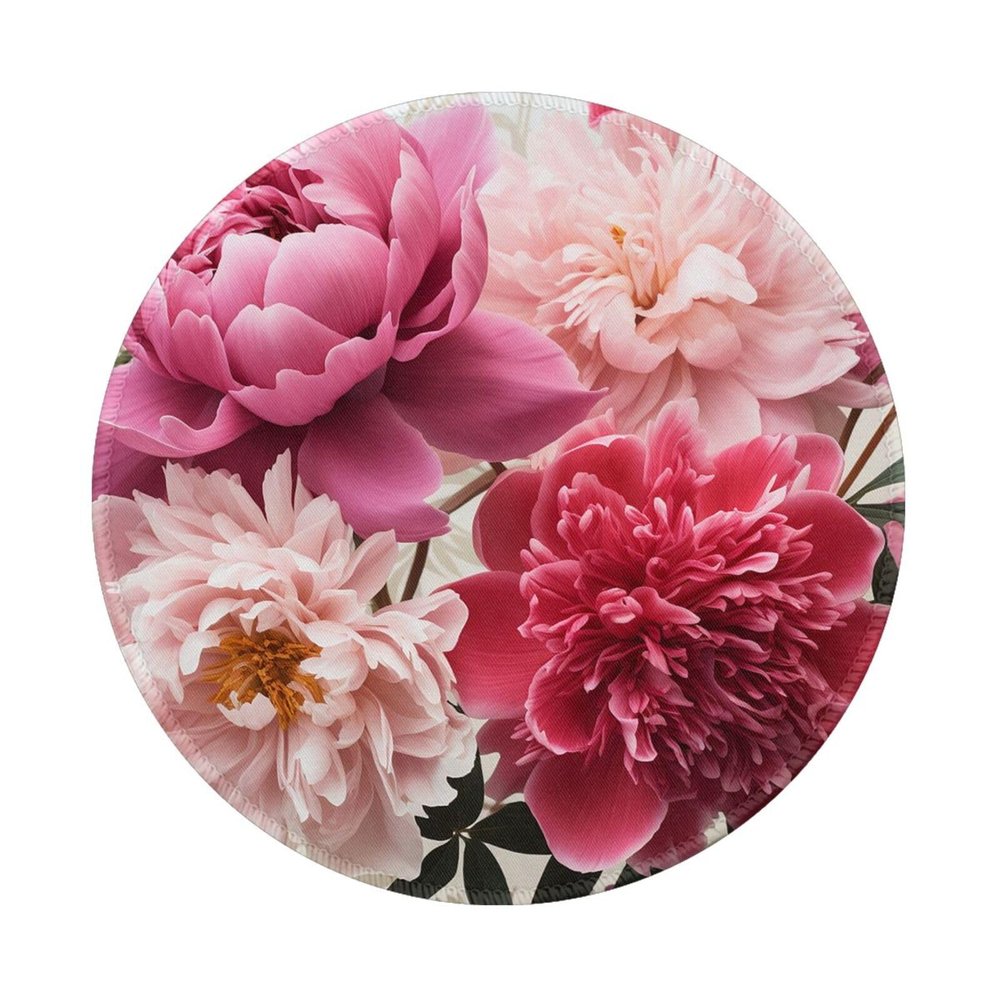 2 PCS Mousepad with Non-Slip Rubber Base 8" Round Mouse-Mat with Stitched Edge Pink Botanical Floral Gaming Mousepad for Wireless Mouses Computer Laptop Home Office Desk Pad