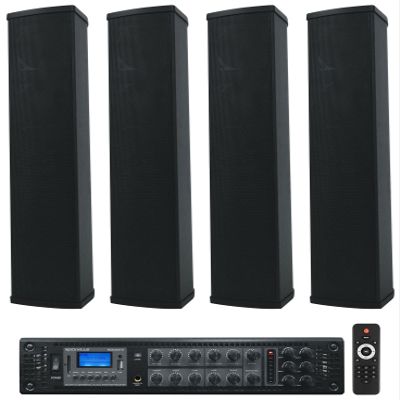 Rockville Bundle: RCS350-6 350W 6-Zone 70V Commercial Bluetooth Amp + Wet Array 5 Black 60W IP55 Wall Mount Speakers, Indoor/Outdoor for Restaurant, Bar, Church, Cafe, Auditorium (5 Items)