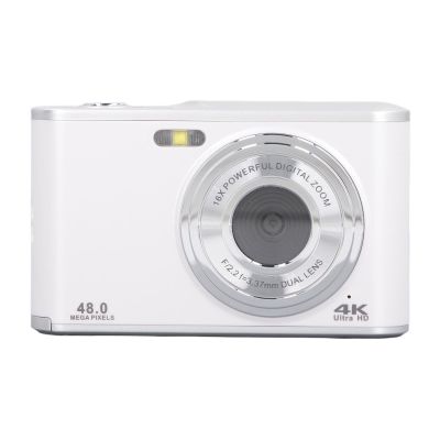 Pyhodi Digital Camera, 48MP 4K Ultra HD Dual Lens 16x Zoom, Autofocus Portable Camera for Travel Graduation, Easy Selfie, Easy to Use, Rich Application Scenarios, Compact and Lovely, White