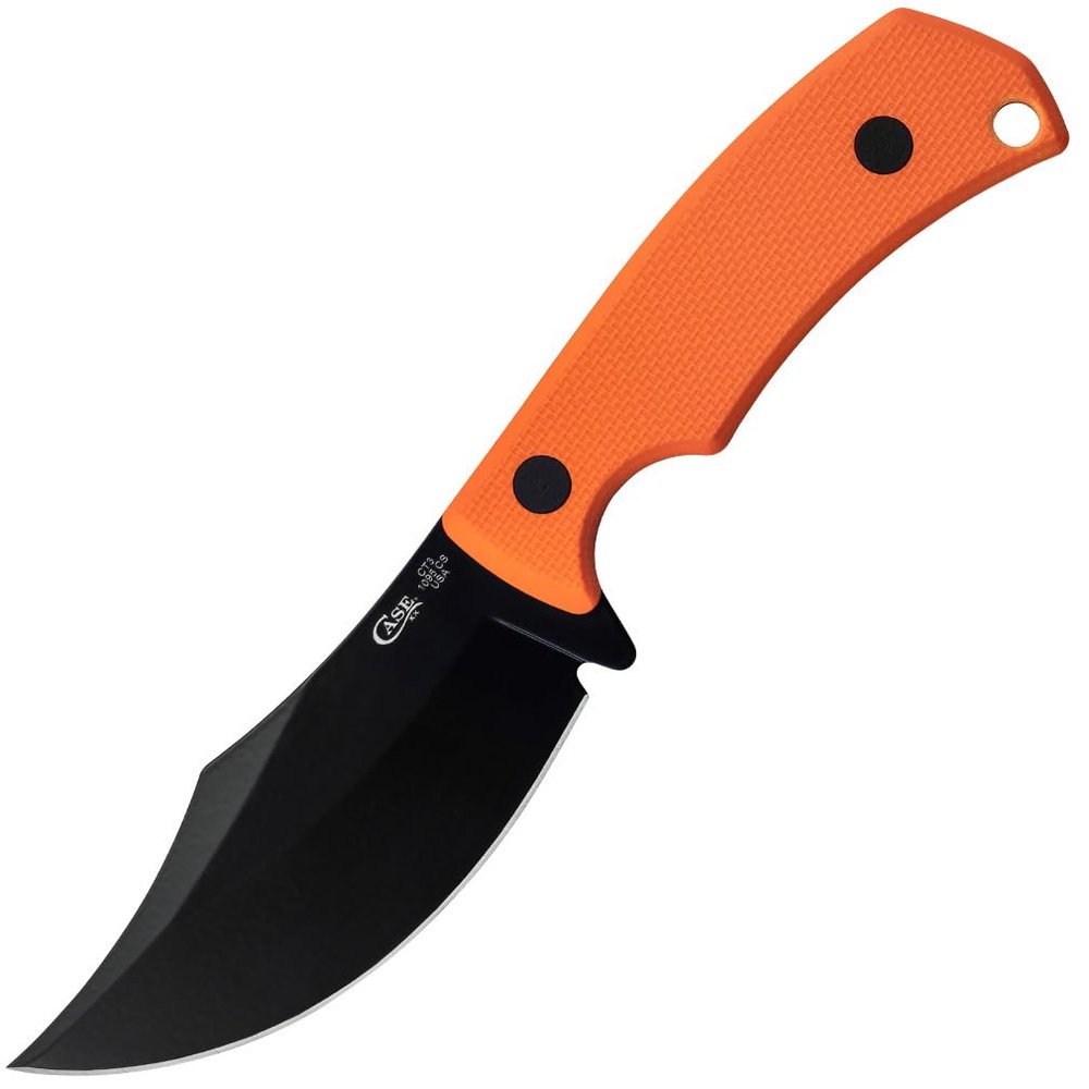 Case XX WR Pocket Knife, HUNTER CT3 - ORANGE TEXTURED G-10 - LEATHER SHEATH ItemNumber 76937 - (CT3 1095 CS) Length Closed: 8 Inches