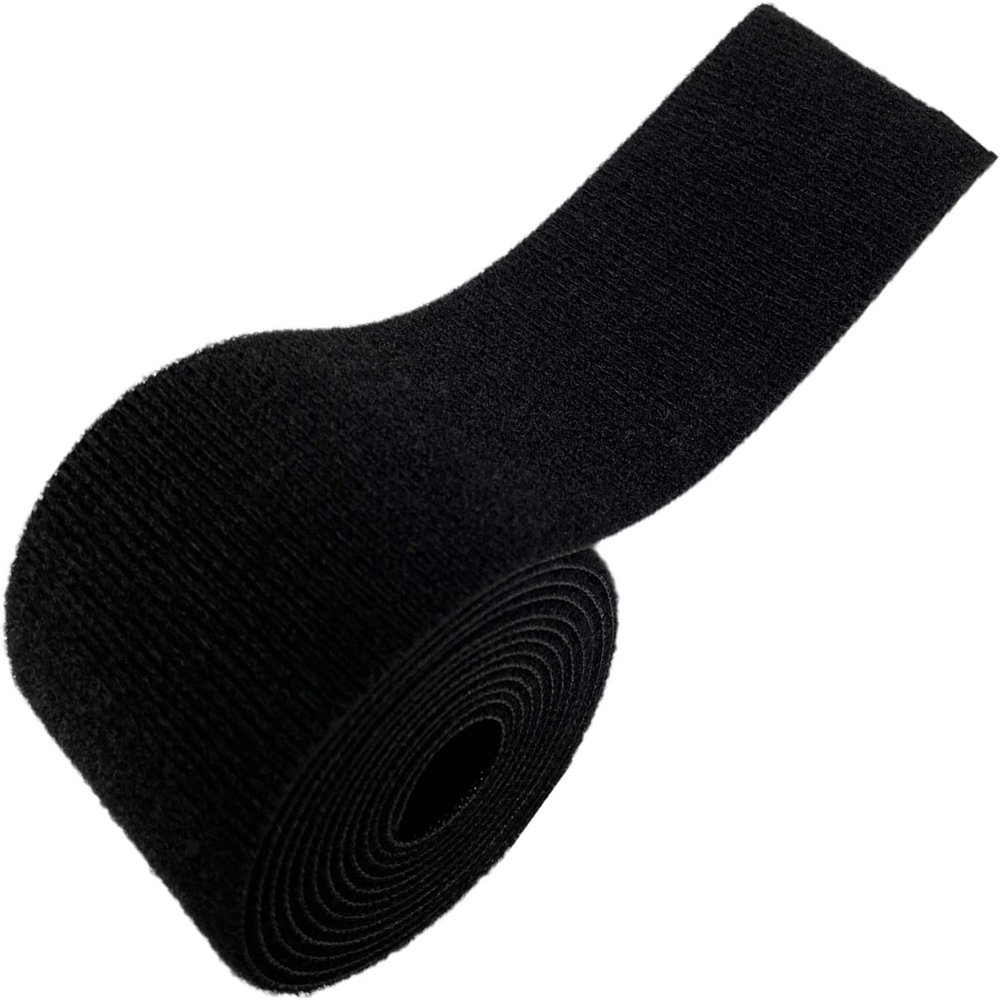 T.R.U. Double Sided Versatile Heavy-Duty Hook & Loop Cables and Transportation Ties: Quick Wrap, Cut-to-Length, Reusable for Organizing & Fastening. (Black 1.5" X 75 Ft.)