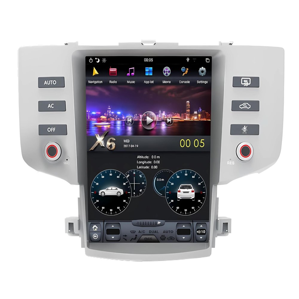 Rolax Android Screen Tesla Vertical Car Radio DVD Player Navigation for Toyota Reiz Mark X 2005-2009 with Carplay Bluetooth WiFi Wireless Backup Camera SWC