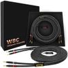 WORLDS BEST CABLES 12 Foot Ultimate -12 AWG - Ultra-Pure OFC - Premium Audiophile HiFi Speaker Cable Pair with Eminence Gold Banana Plugs & Carbon Tweed Jacket view 1
