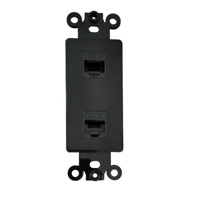 BUPLDET 2 Port CAT6 Ethernet Insert Wall Plate Black - CAT 6 RJ45 Network Keystone Insert Cover Plate for Midsize/Oversize Wallplate