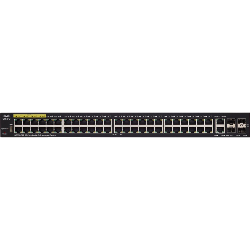 Cisco SG350-52P 52-Port Gigabit PoE Managed Switch Kit (Renewed)