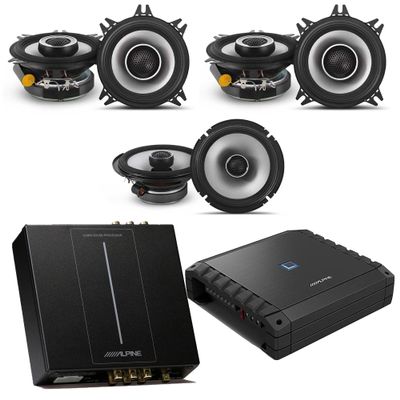 Alpine Bronco PXE-C60-60 Optim6 6-Ch Processor w/ S2-A36F Amp (2) S2-S40 - Next-Generation S-Series 4" & S-S65 6.5" Coaxial Bundle