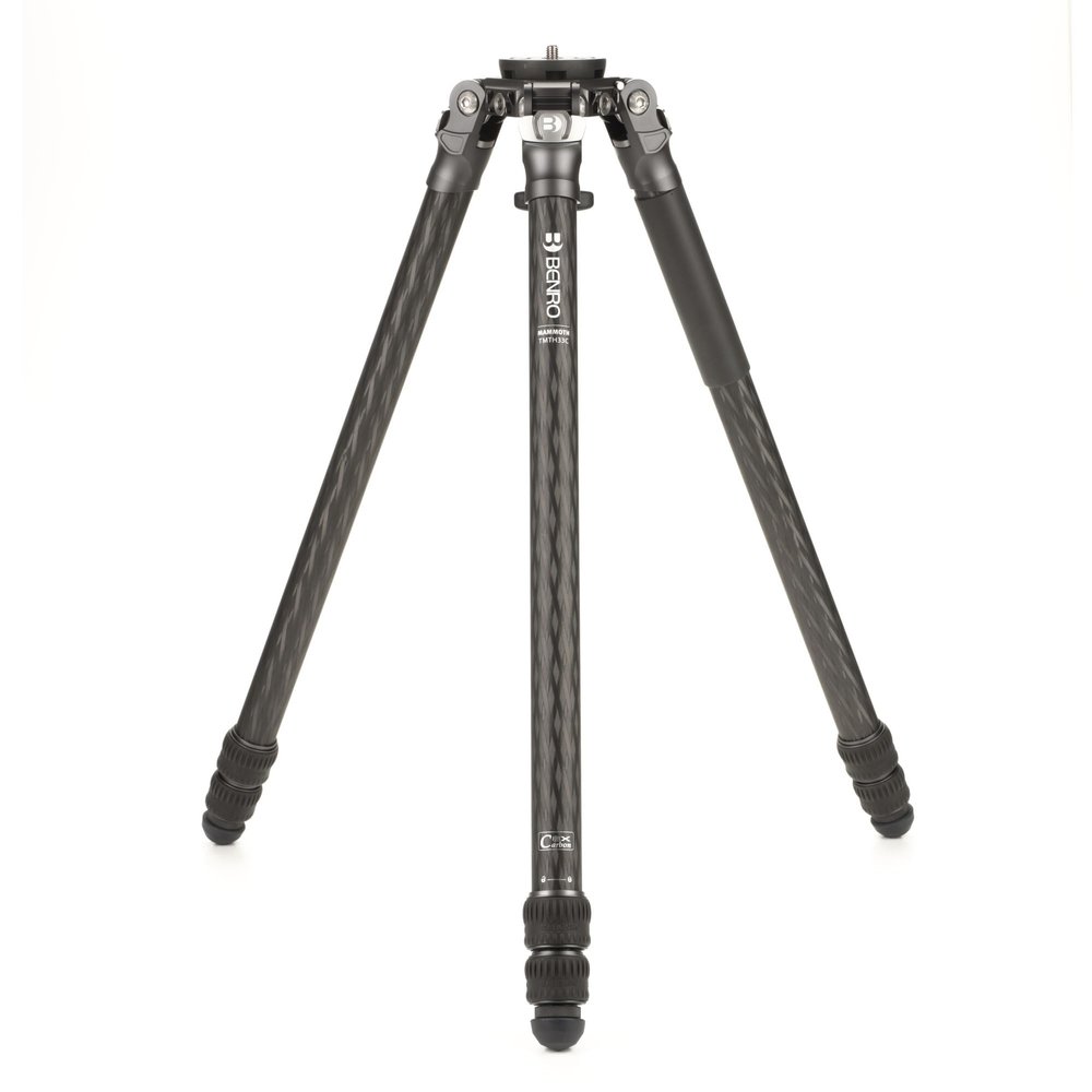 Benro Mammoth Carbon Fiber Tripod with Heavy Duty Support, Rapid Deployment, Rigid 3 Section Legs, Wide Stance Stability for Professional Photo and Video Production (TMTH33C)