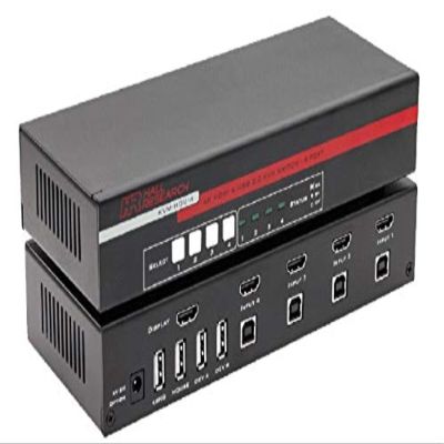 Hall Technologies KVM-HDU-4 (4-Port HDMI KVM Switch with USB 2.0 and 4K Video Support)