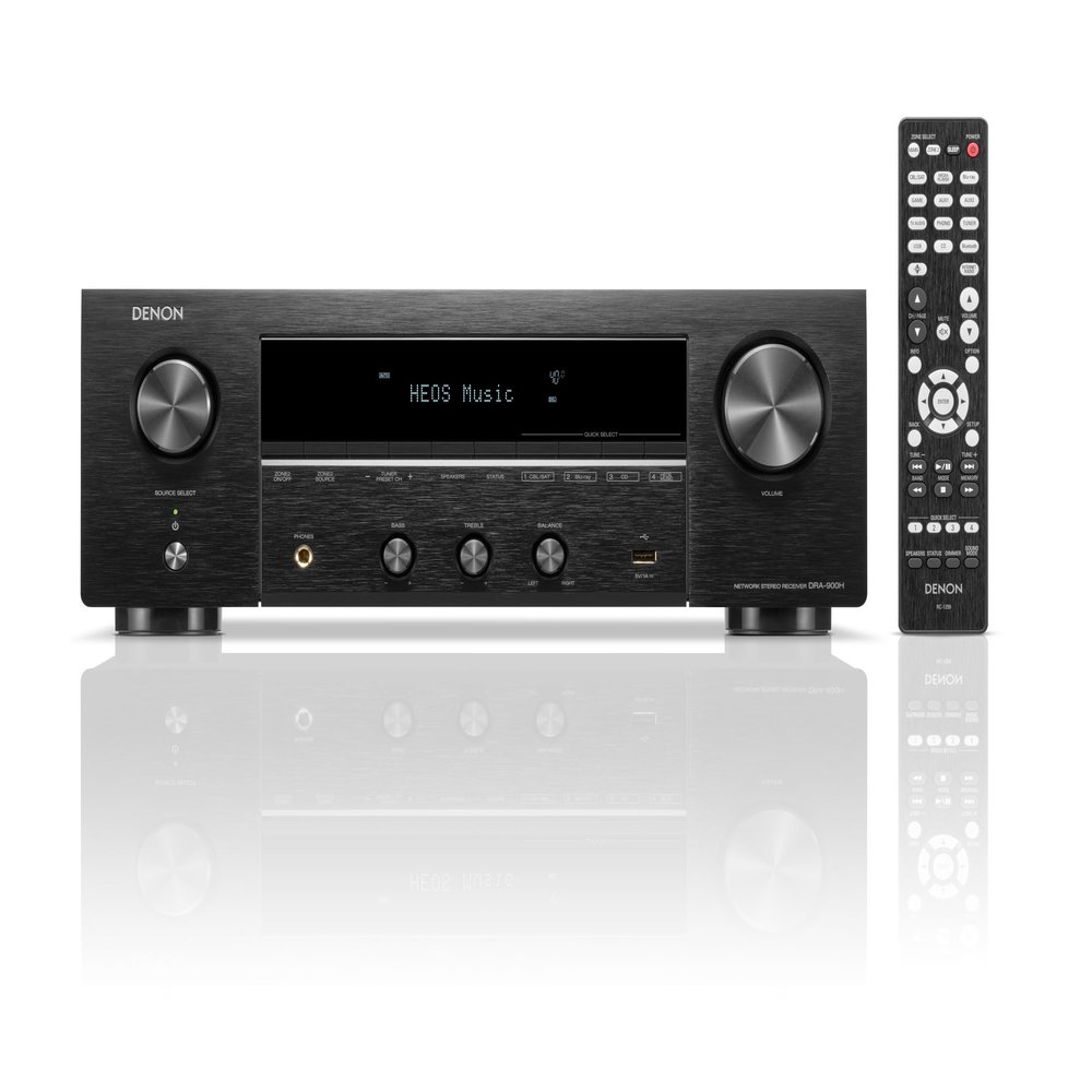 Denon Receiver DRA-900H - 2-Channel Stereo Network Receiver (2023 Model) - 100W/Ch. Hi-Fi Amplification, Built-in HEOS, HDCP 2.3 w/ ARC/eARC Support, Dolby Vision, HLG, Dynamic HDR (Renewed) (Renewed)