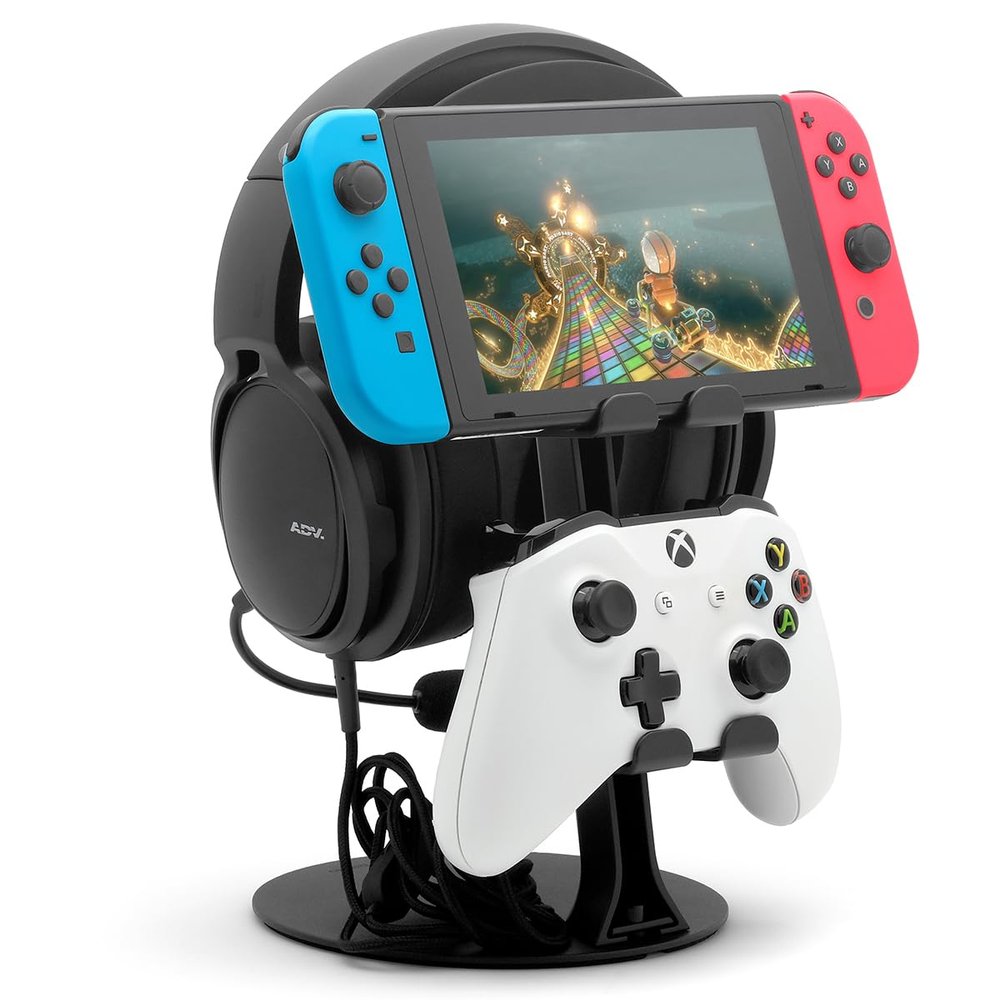 NSMO Hanger Headphone Stand, Controller Holder, Phone Dock, Height Adjustable Hooks, Desk Organizer for Headset/Controller/Switch/Phone