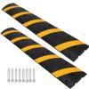 6 Ft Rubber Speed Bump, 2 Pack 2 Channel Modular Heavy Duty Speed Bumps Humps 25000 lbs Load Capacity, Cable Protector Ramp for Asphalt Concrete Gravel Driveway Road view 1