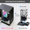 ElectroCookie Raspberry Pi 5 Case, Aluminum Mini Tower Case with Cooling Fan and Color Changing Ambient Light (Black) view 2