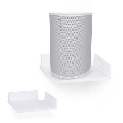 9" Small Corner Shelf Mount, Adhesive & Screw in, for Speakers, Cameras, Baby Monitors, Plants, Books Electronics, Collectibles & More, Floating Shelves (White) by Brainwavz