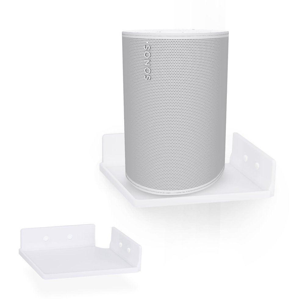 9" Small Corner Shelf Mount, Adhesive & Screw in, for Speakers, Cameras, Baby Monitors, Plants, Books Electronics, Collectibles & More, Floating Shelves (White) by Brainwavz