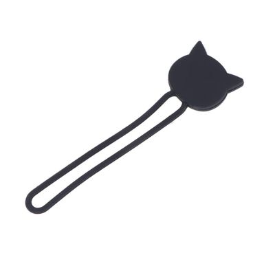 Hemoton Creative Silicone Cartoon Cat Cable Organizer Mini Earphone Holder Wire Winder Stylish Desk Cable Manager for Tidy Workspaces Black Silicone Material