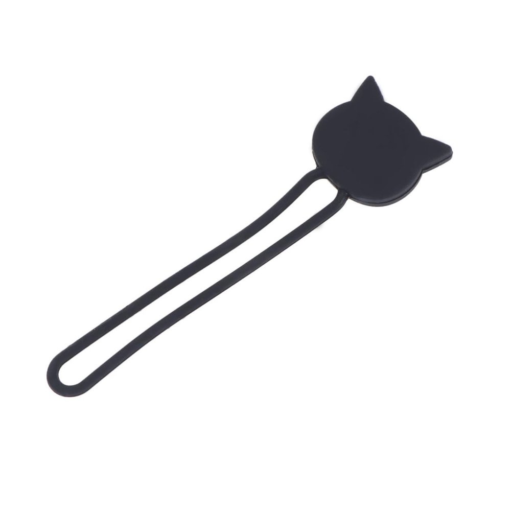 Hemoton Creative Silicone Cartoon Cat Cable Organizer Mini Earphone Holder Wire Winder Stylish Desk Cable Manager for Tidy Workspaces Black Silicone Material