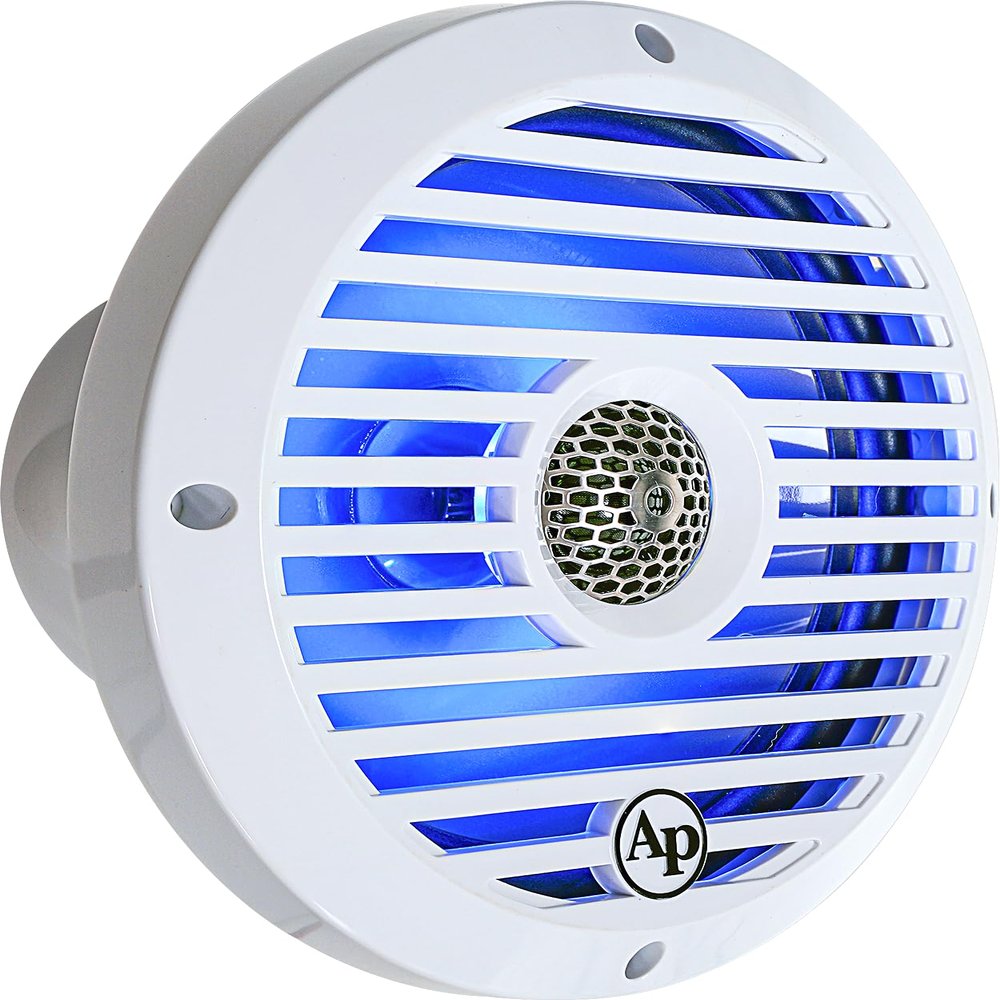 Audiopipe 8 Coaxial 2-Way Marine Speaker with LED Lights (APSW-804GL) Salt Water Series